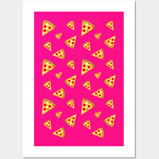 Cool and fun pizza slices pattern hot pink fun girly foodie Posters and Art